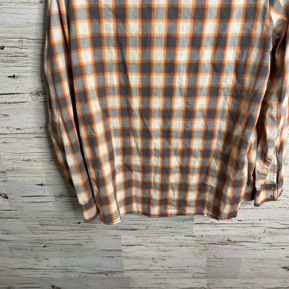 Wrangler brown red floral plaid blouse top size large western - Picture 11 of 14